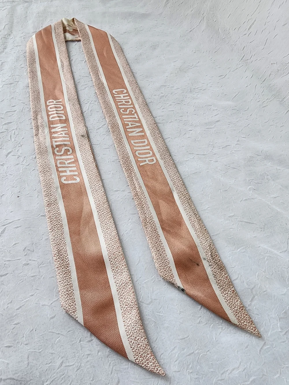 Dior Tan & Cream Silk Bag Scarf